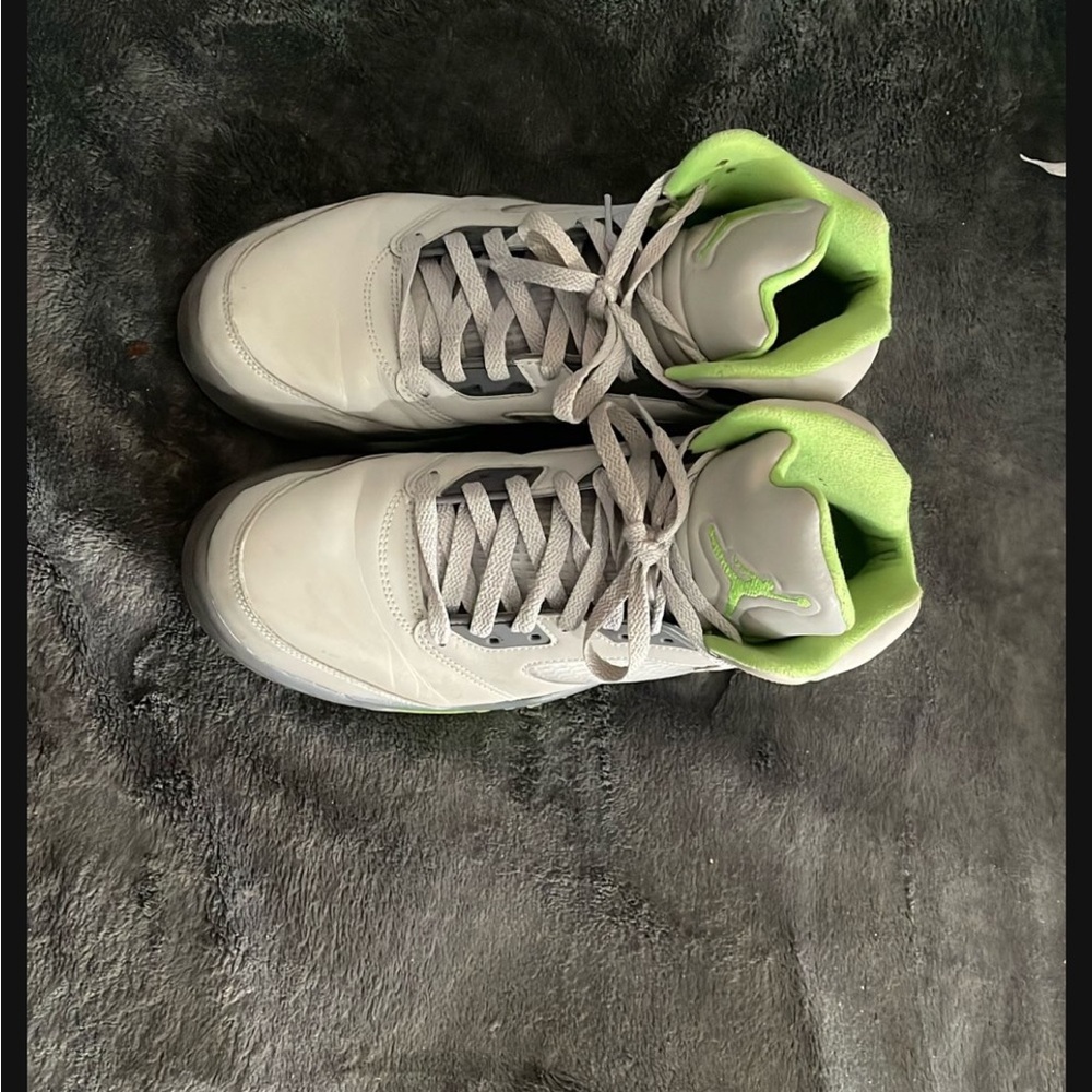 Jordan Gray and Green Sneakers with Mesh Upper